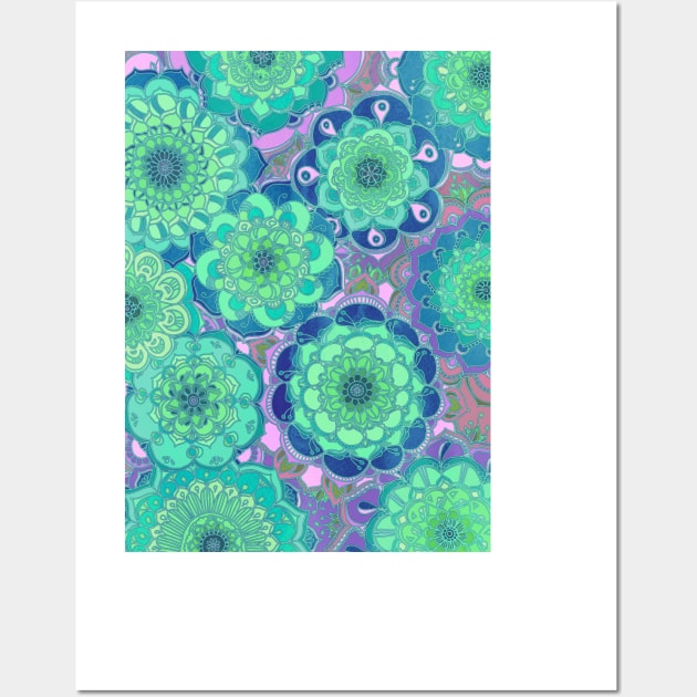 Fantasy Flowers in Mint Green & Purple Wall Art by micklyn